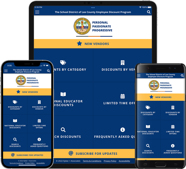 The School District of Lee County Employee Discount Program Mobile App Screenshots